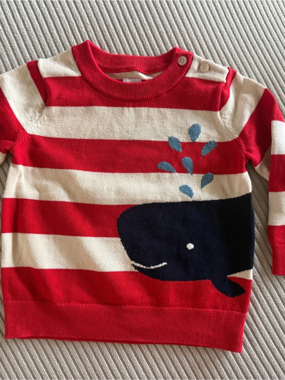 Baby GAP Red & White Striped Whale Sweater